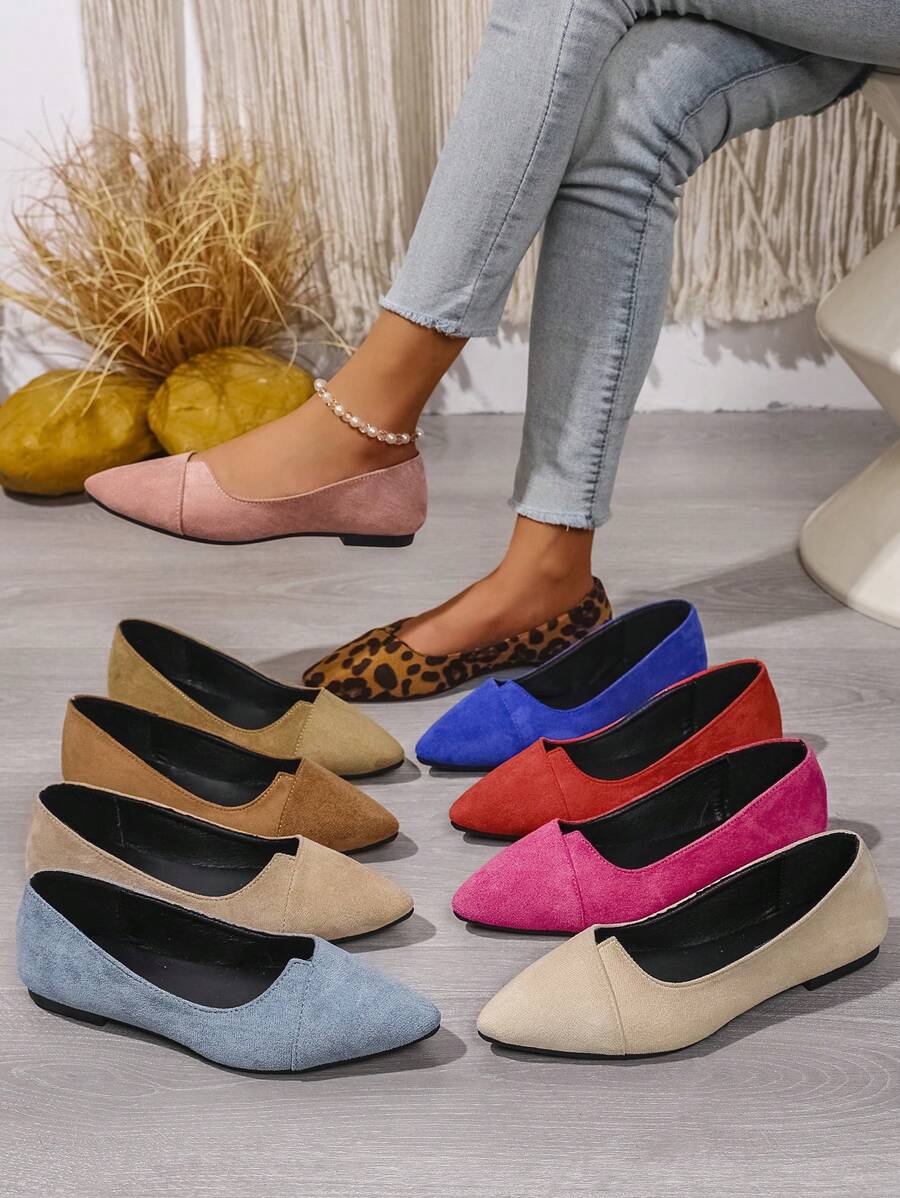 Damesschoenen met puntige neus, lichtgewicht en antislip patchwork, grote maten, voor lente/herfst