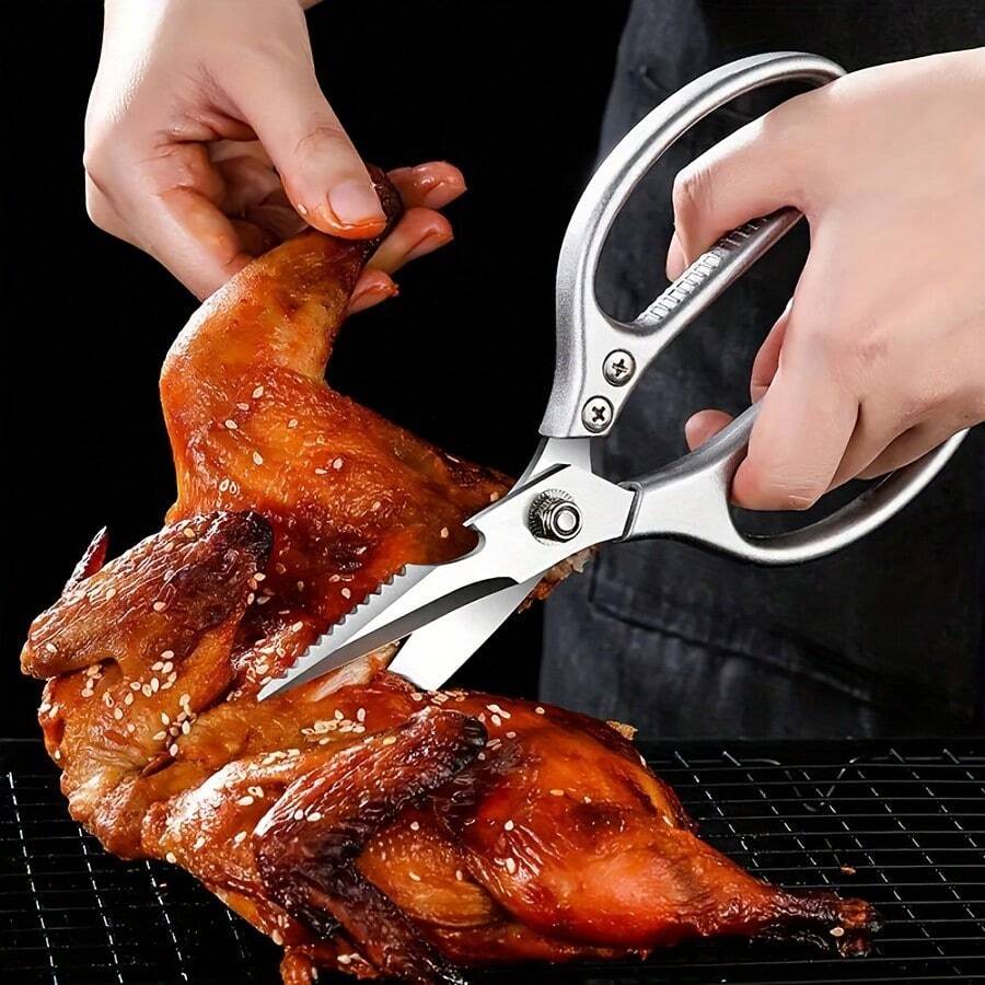 Heavy Duty Stainless Steel Poultry Shears, Multi-Purpose Kitchen Scissors Suitable For Cutting Bones, Fish, Bottle Cap Removal And Grilling - Metal Structure
