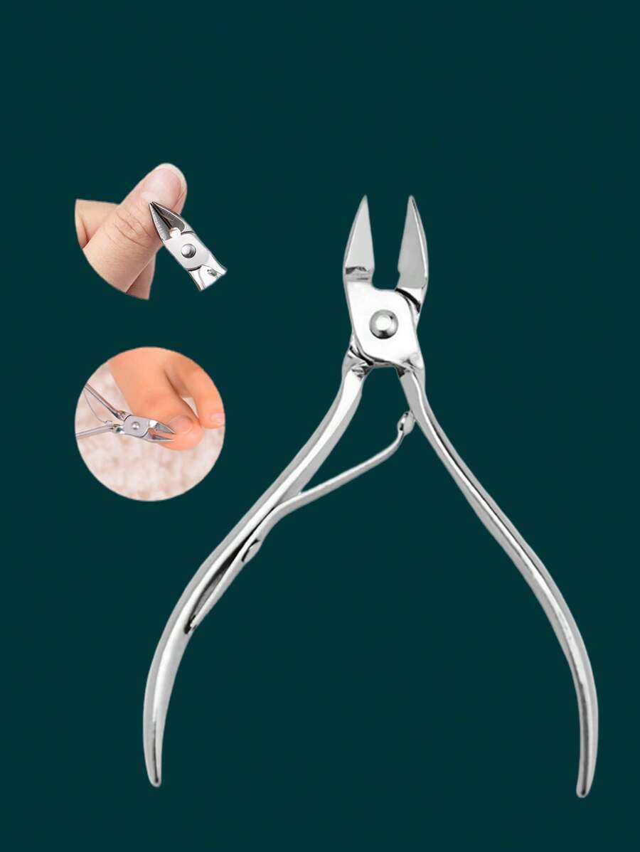 2 Pcs Stainless Steel Nipper, Ingrown , Nail File Double-Sided Buffing Block, Manicure & Pedicure Care Tools