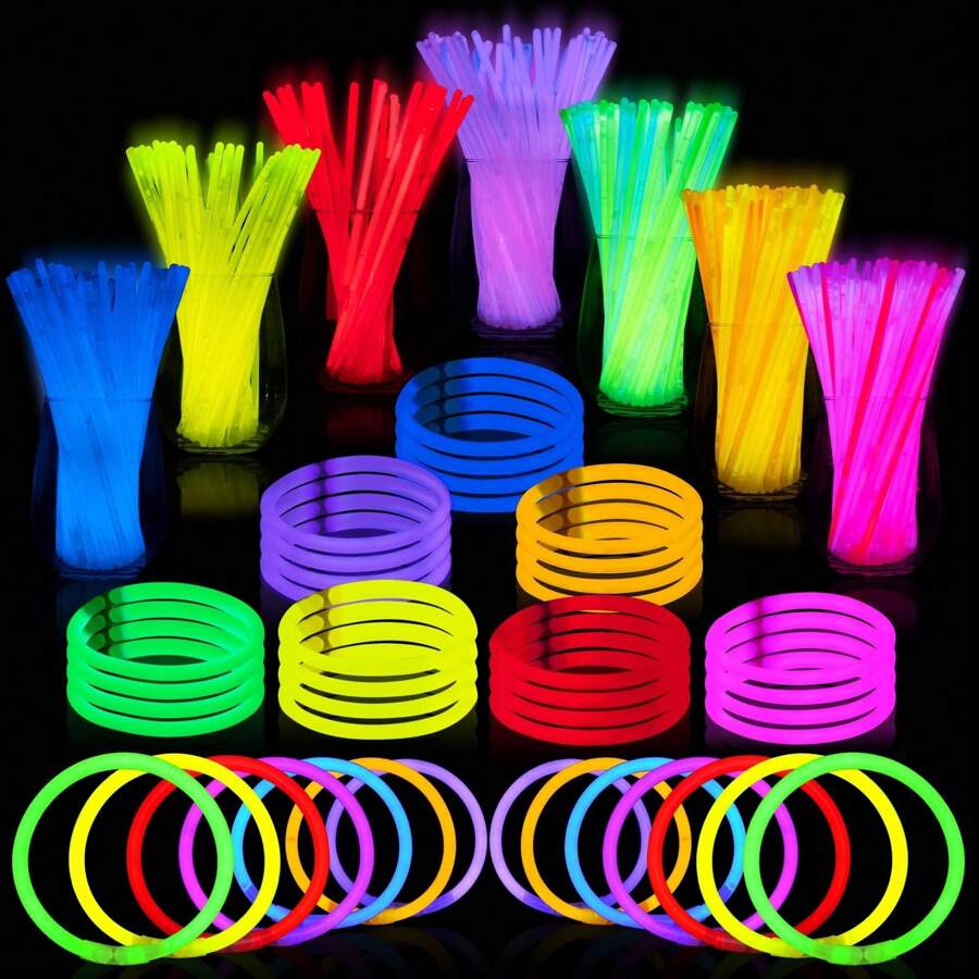 50pcs/100pcs Glow Sticks, Bracelets, Necklaces, Luminous Party Favors For Easter, Christmas, Halloween, Football Matches, Concerts