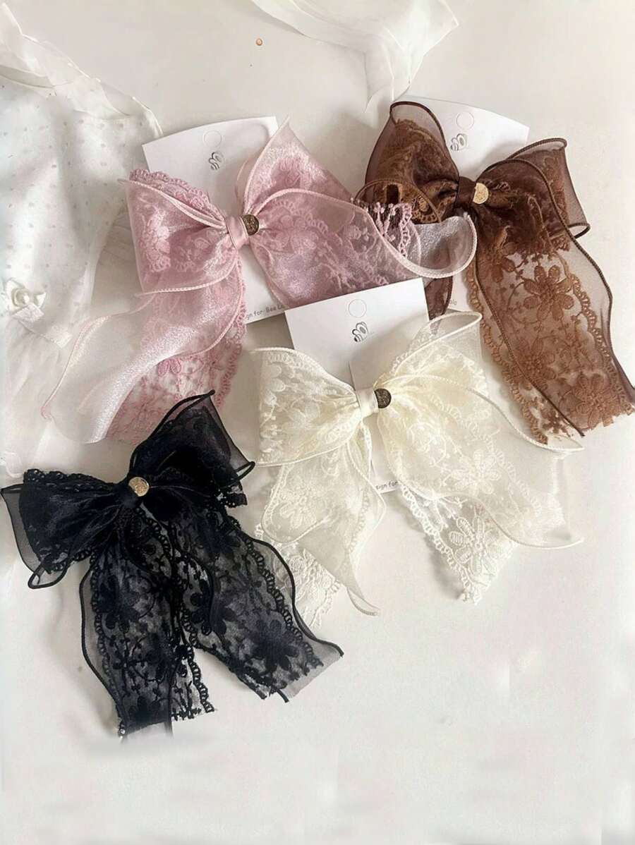 1 Stück Damenhaarclip mit Spitzen-Schleife, hochwertige elastische Dutt-Haarnadel, qualitativ hochwertiges Haarzubehör, verpackt ohne Karte