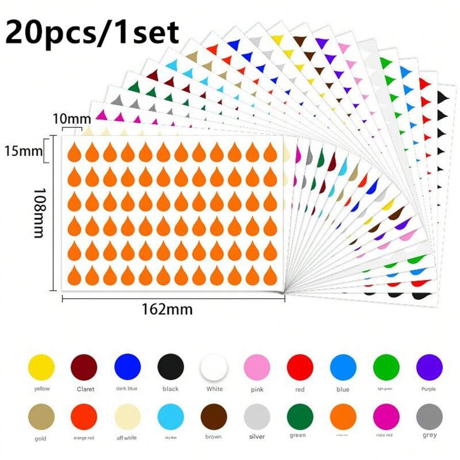 Colored Dots, Water Droplets, Raindrops, Stickers, Hand-Written Index Annotations, Handbooks, Decorative Coated Paper Label Stickers
