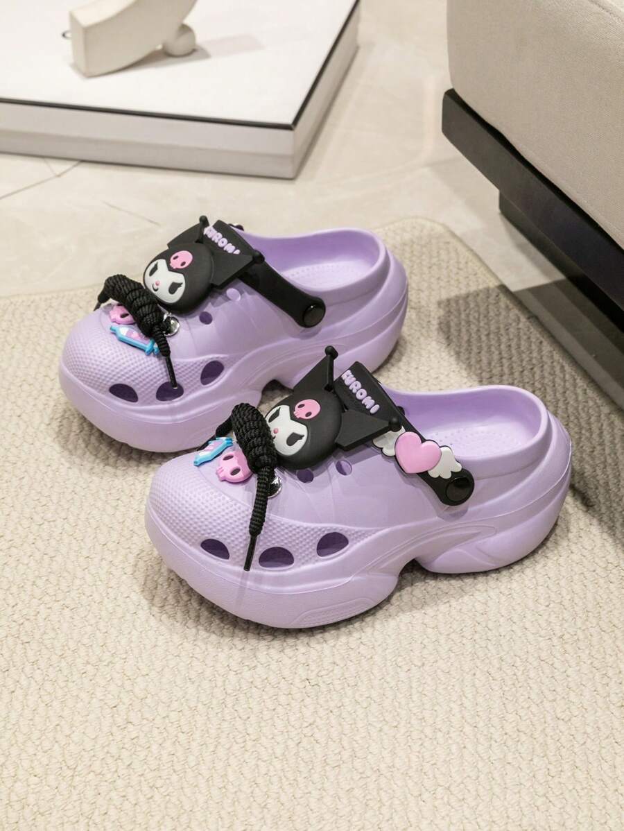 Sanrio 3 piezas Zapatillas perforadas con personajes de Sanrio, zapatos de agua para exteriores para mujeres
