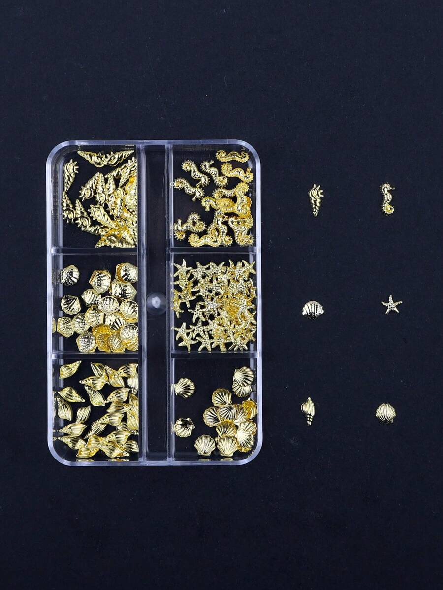 Set di accessori per unghie in stile kawaii, con 6 griglie/scatola, accessori in metallo con borchie, conchiglie, fenicotteri, stelle marine, per unghie in stile oceanico, decorazioni per unghie in stile premium metallico Y2K, set di forniture per unghie fai da te, gemme per unghie, kit per unghie, accessori per salone di unghie, strumenti essenziali per tecnici di unghie