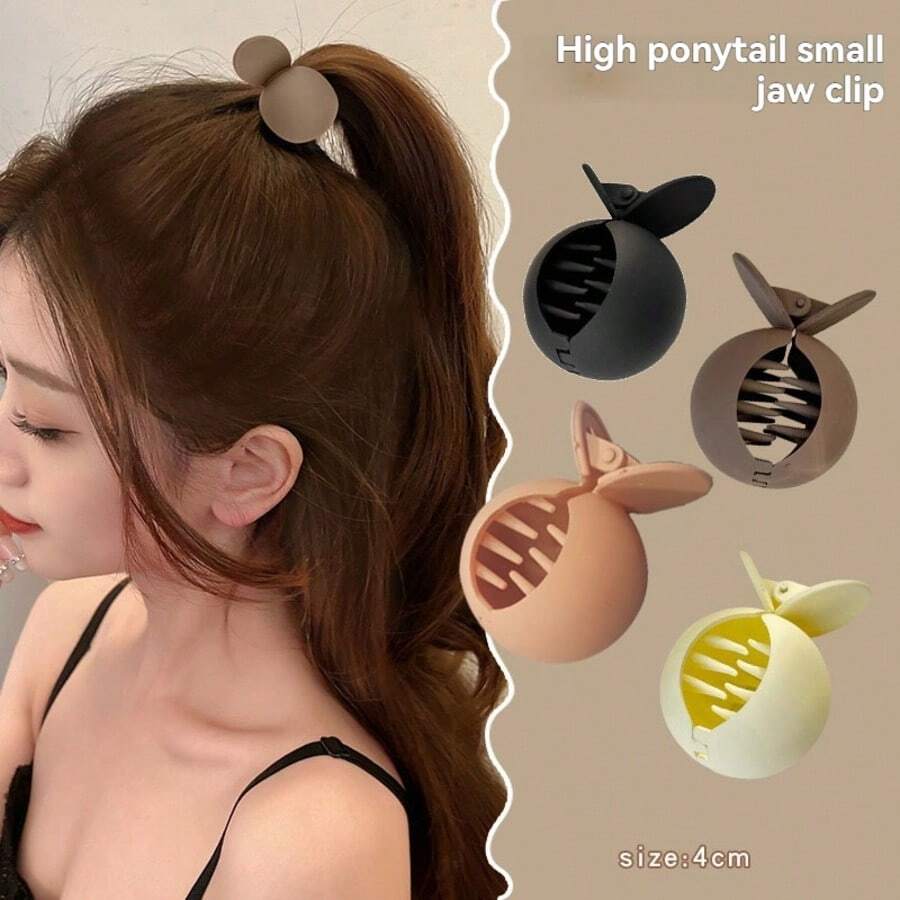 4 pièces Pince à cheveux ronde de couleur unie, mate et décontractée pour femmes. Petite taille pour le printemps, l'été et l'automne