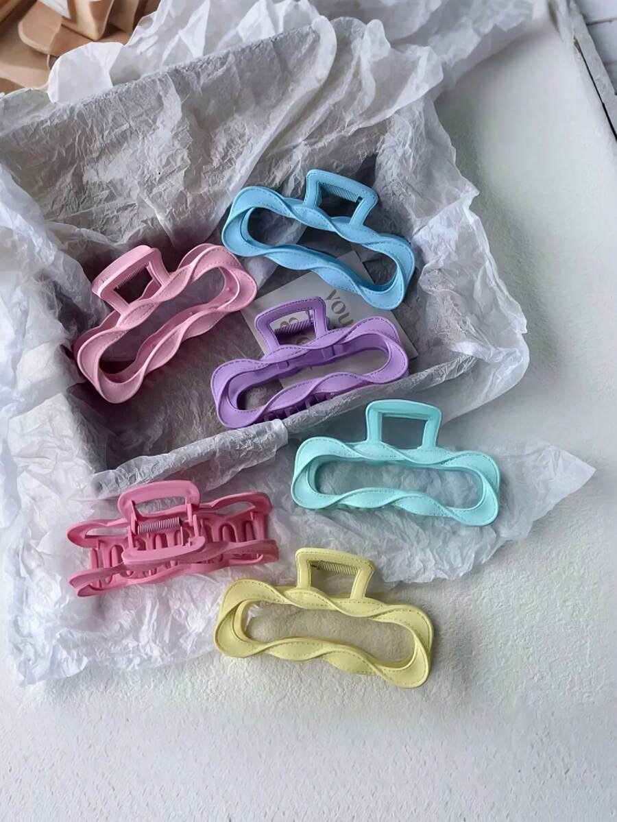1pc/6pcs Colorful Wave Line Square Hair Clips, Suitable For Women's Daily Life, Casual, Party, Commute, And Vacation - Hair Accessories, Best Choice As Gift For Girlfriend, Mom For Celebrations, Birthdays, Graduations