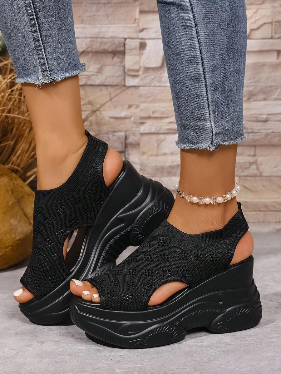 2025 Summer New Women Sandals, High Heel Wedge Slip-On Fashion Casual Sandals, Outdoor Beach Women Sandals, Minimalist Women Shoes