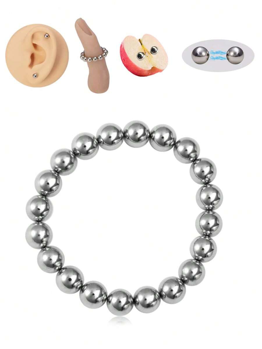 20 piezas Anillos falsos de pezón con cuentas magnéticas DIY, joyas de perforación falsa magnéticas de uso múltiple, ajustables en tamaño (se pueden usar como anillos, aretes)