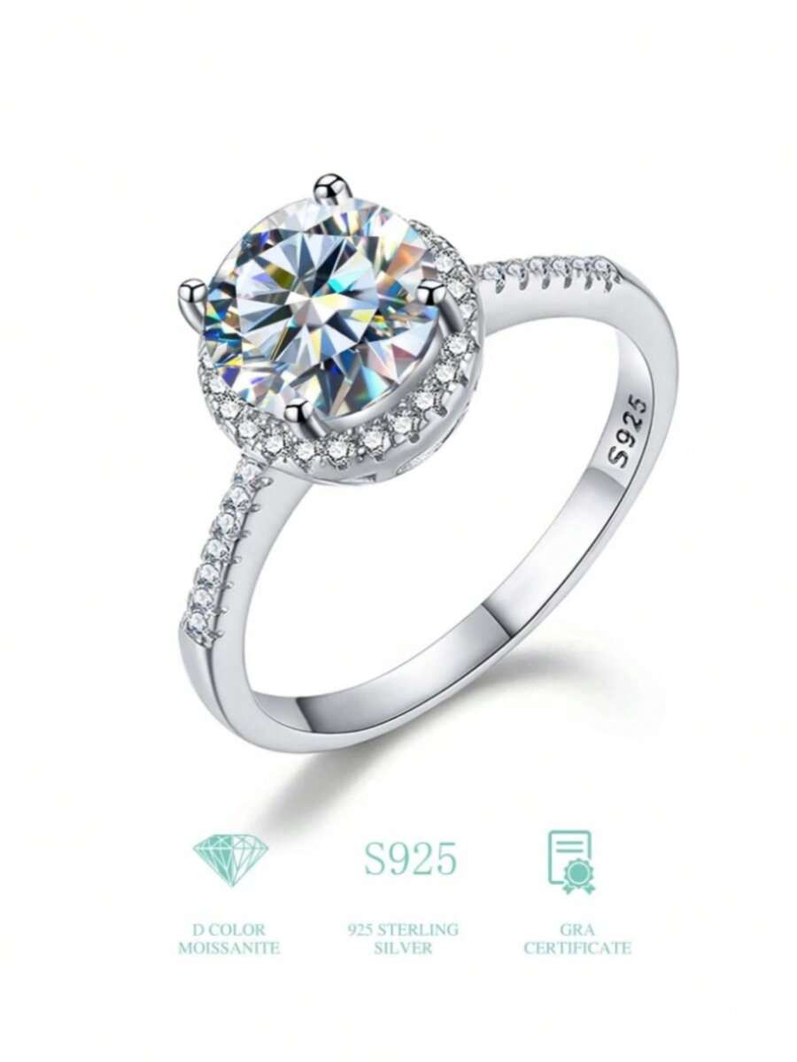 100% Genuine Moissanite Ring, D VVS1, Diamond Tester Approved, Adjustable Size, S925 Silver, GRA Certified, Women Wedding Band