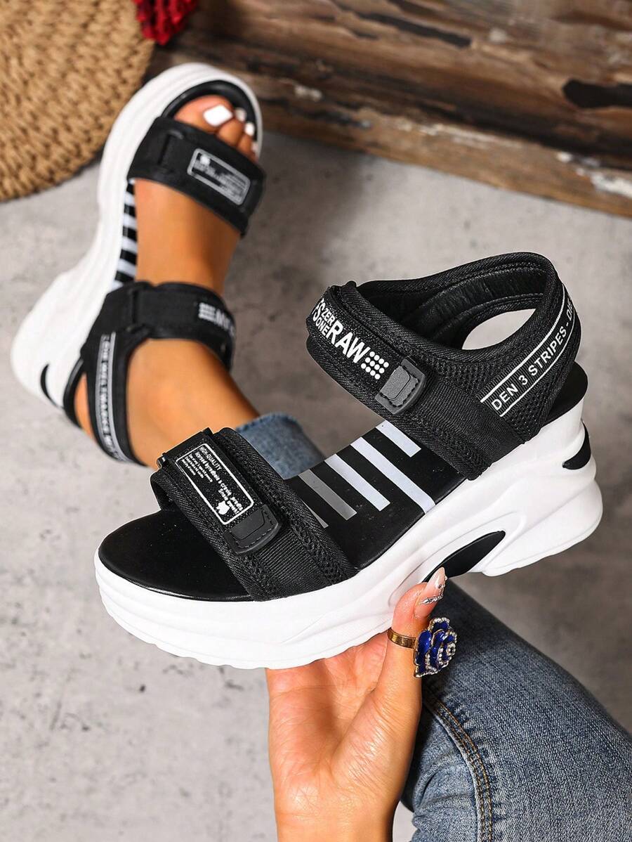 2025 New Summer Women Sandals, Platform Thick Sole Wedge Heels Sandals, Fashion Versatile Beach Sandals, Casual Outdoor Sandals, Simple Commute Shoes For Women