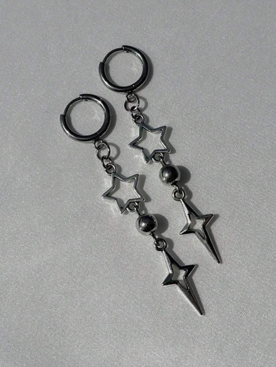 2 pares de Pendientes con diseño de estrella de Polaris | Joyería grunge hipoalergénica Y2K alternativa gótica punki