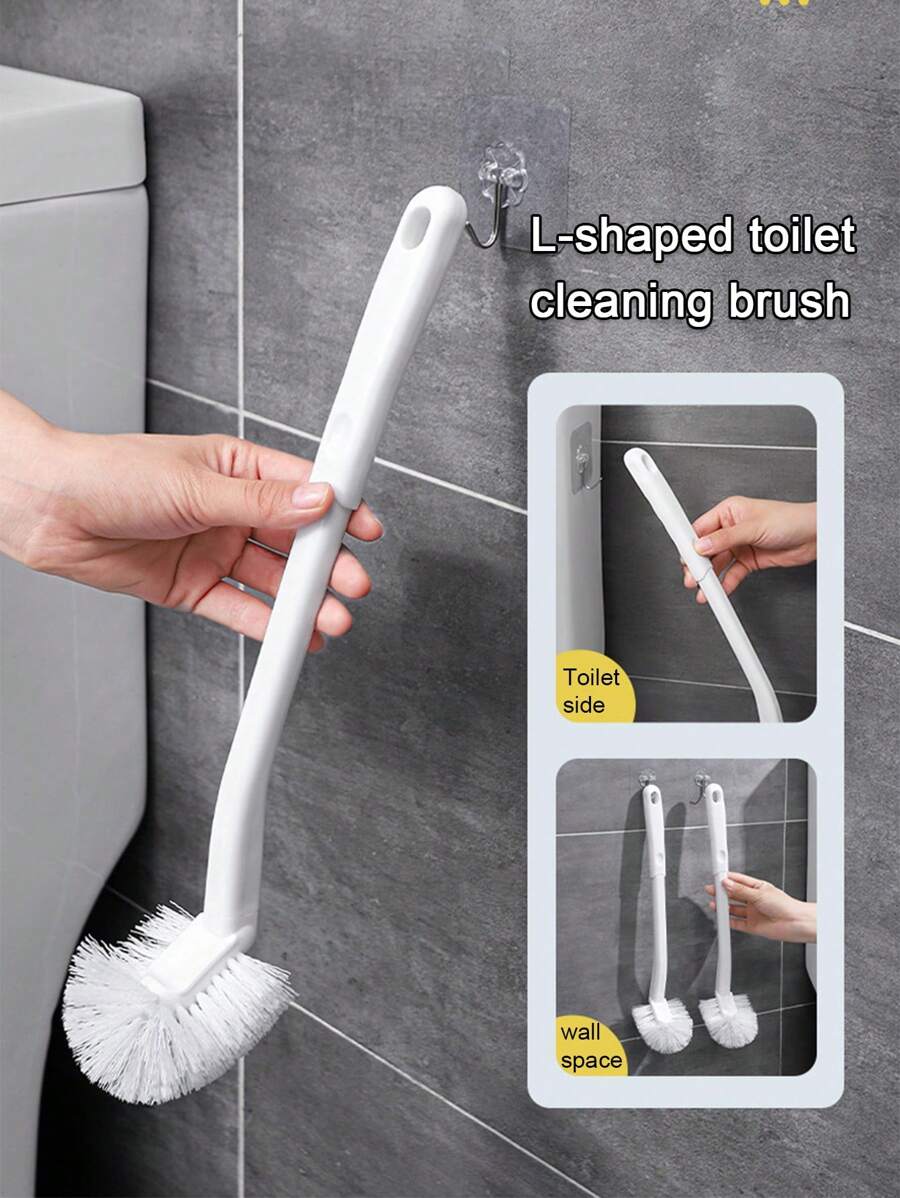 1pc Curved Toilet Brush, Plastic Long Anti Slip Handle, Toilet Cleaning Brush, Powerful Cleaning Suspension Portable Toilet Brush Bathroom Accessories