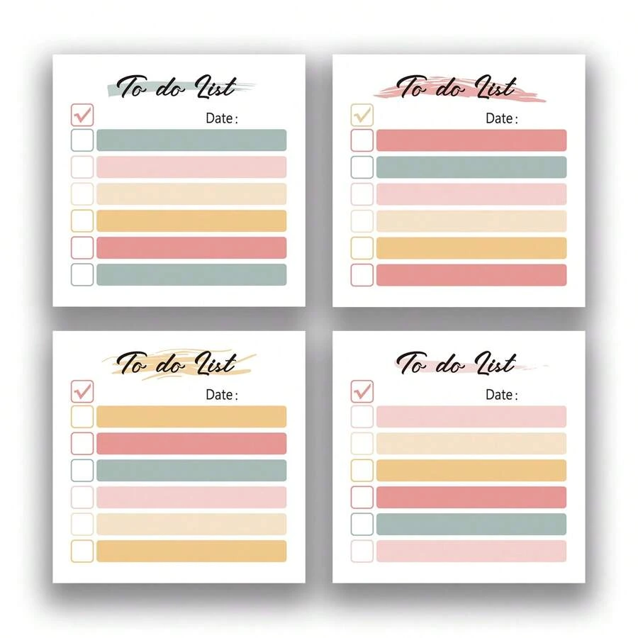 Soft Hue Check 1PC/4pcs 3x3 Inch Sticky Notes Set, Vintage Memo Pads With High-Adhesive, Post Reusable Tearable It Notes For Journal Planners Office School Home, Bulk Retro Stationery Gift