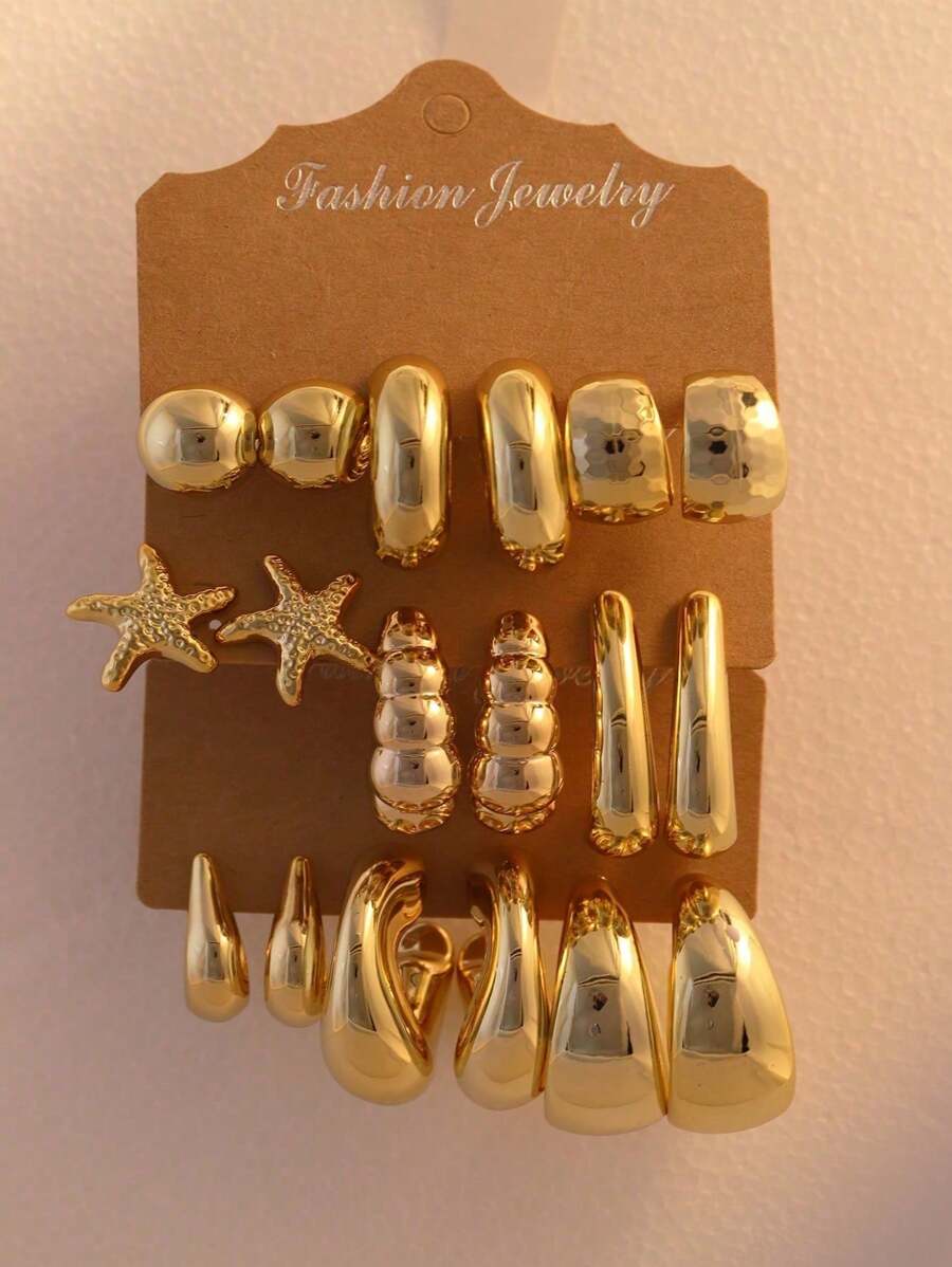 Set de 4 a 18 piezas de Pendientes de moda elegantes y personalizados para mujer, adecuados para uso casual, de fiesta, viaje, playa, como regalo de cumpleaños a juego con vestimenta