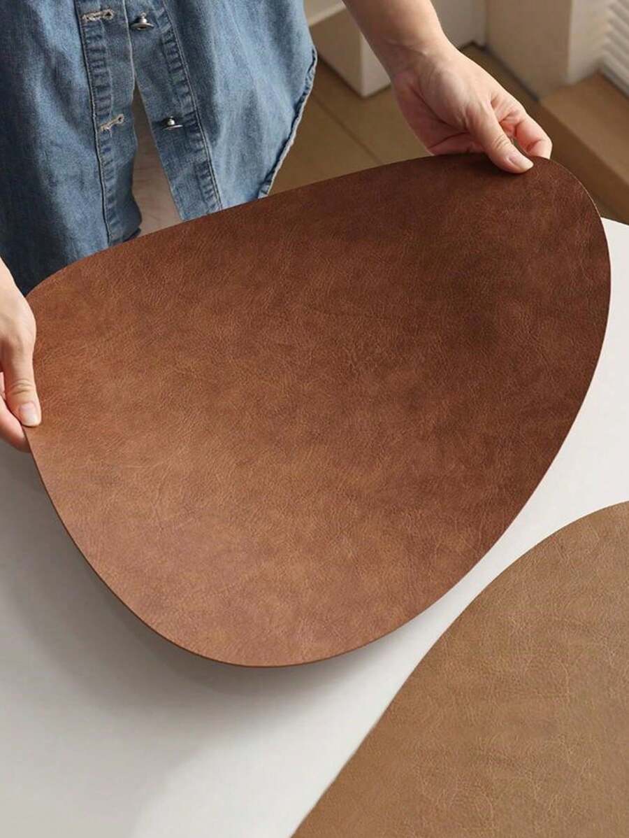1pc Artificial Leather Placemat, Table Mat Heat-Resistant Non-Slip Washable Insulation Coffee Mat, Kitchen Placemat Nordic Style Coffee Mat