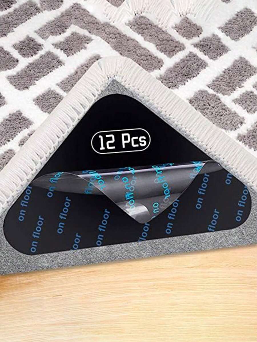 12pcs Advanced Anti-Slip Carpet Fixer - Suitable For Living Room, Dining Room And Bathroom Floors - Prevents Slipping On Tiles And Wooden Floors Room Decor Back To School