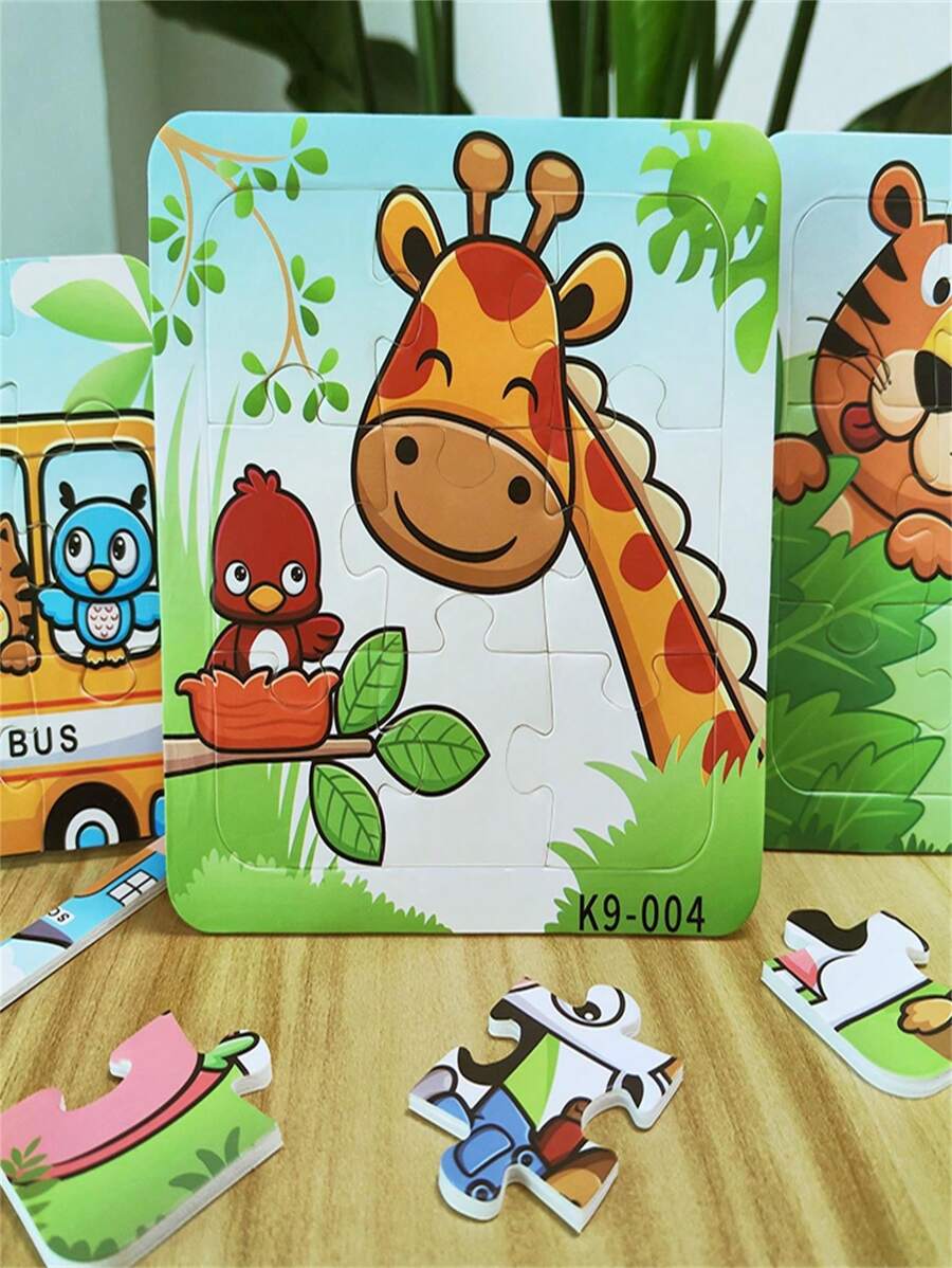 9 Stücke aus dickem Puzzle-Schaumstoff-Material mit Flachmuster von Koala/Giraffe/Krokodil, lustiges Cartoon-Tiermuster, Kinderspiel-Lernspiel-Geschenk zur Bildung