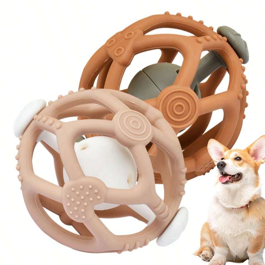 Noisy Pet Rattle Balls, Cats & Dogs Self-Playing Bounce & Chewable Toy With Bells, Interactive Training Toys, Multicolor Options