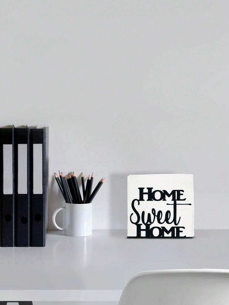 1 pièce Porte-serviettes élégant en lettres noires, distributeur de serviettes en fer vintage, décoration pour salle à manger, chambre à coucher et cuisine, support de tasse en forme de lettre, porte-serviettes de style européen, décoration d'intérieur