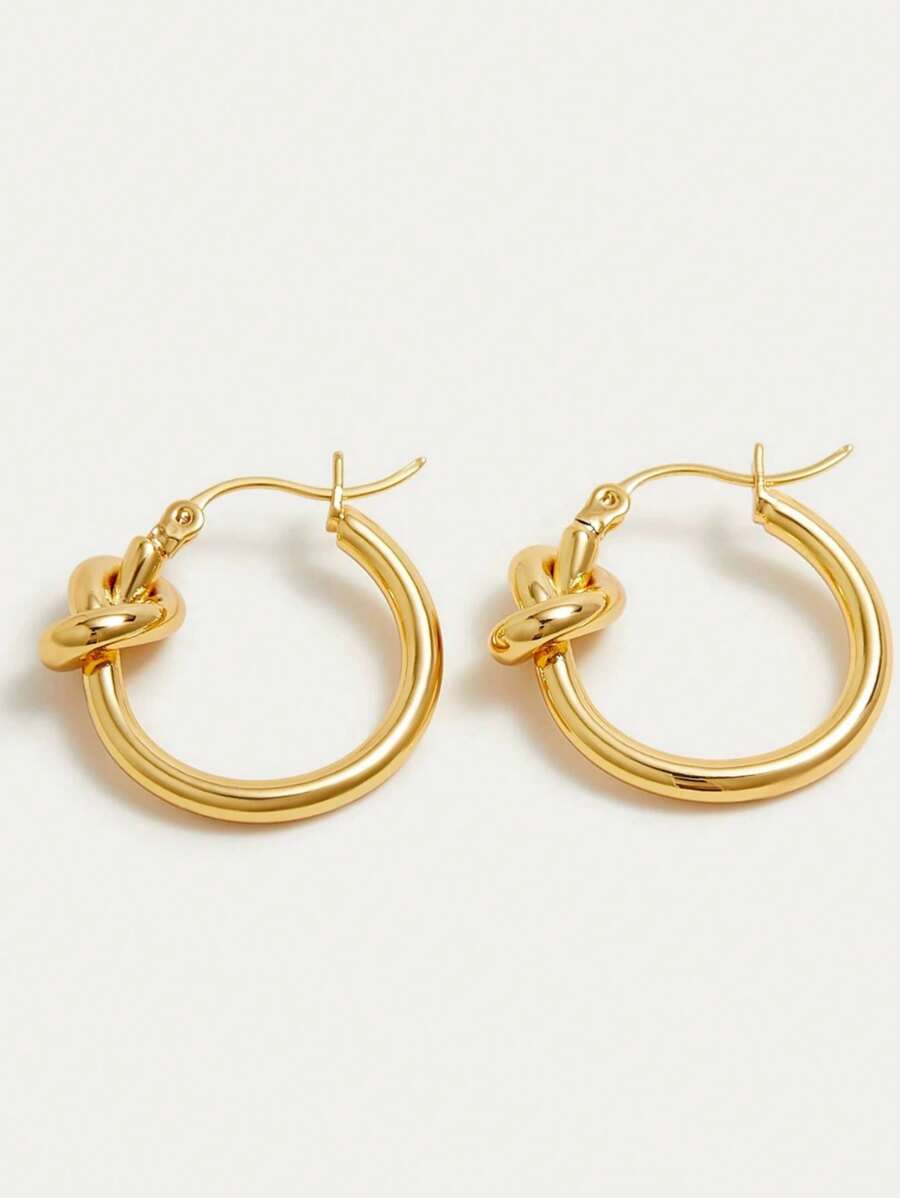New Popular Earrings For Women With Knot And Circle Earrings, Elegant And Niche Design, Simple Circle, Light Luxury And High-End Feeling. Earring Buckle, Suitable For Women'S Daily Wear And Matching Accessories, Suitable For Formal Wear, Casual Style