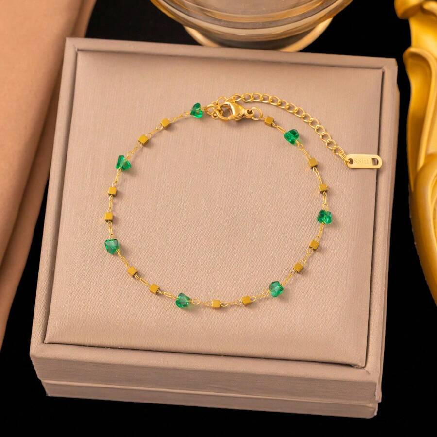 1 set de conjunto de joyería de mujer de acero inoxidable con collar y pulsera, collar de cadena delicado para la clavícula