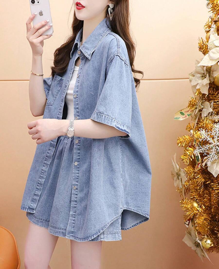 Women Denim Two-Piece Outfits