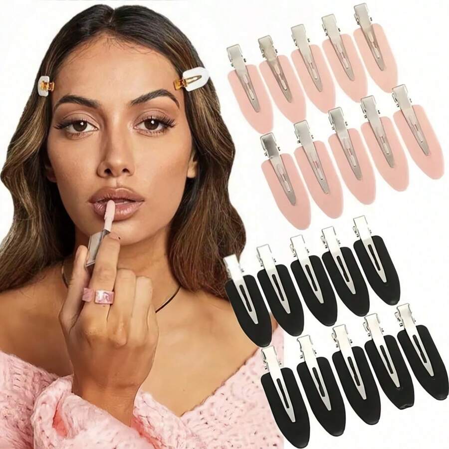 20/50/100pieces/Set Delicate Solid Color Hair Clips, Includes Black, White, Pink Painless Clips - Suitable For Girls And Women, Suitable For Casual Makeup Washing Face Clips - Retro Seamless Clips With Tassel, Daily Essential, All Seasons