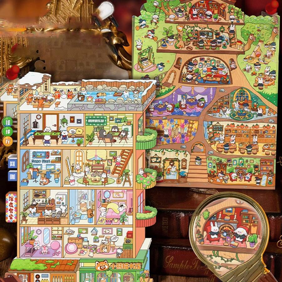 DIY 3D House Stickers, Fun DIY Stickers Scene, DIY Stickers Scene Make Your Own Favorite Cabin, For Pass The Time, Perfect For Winter, New Year