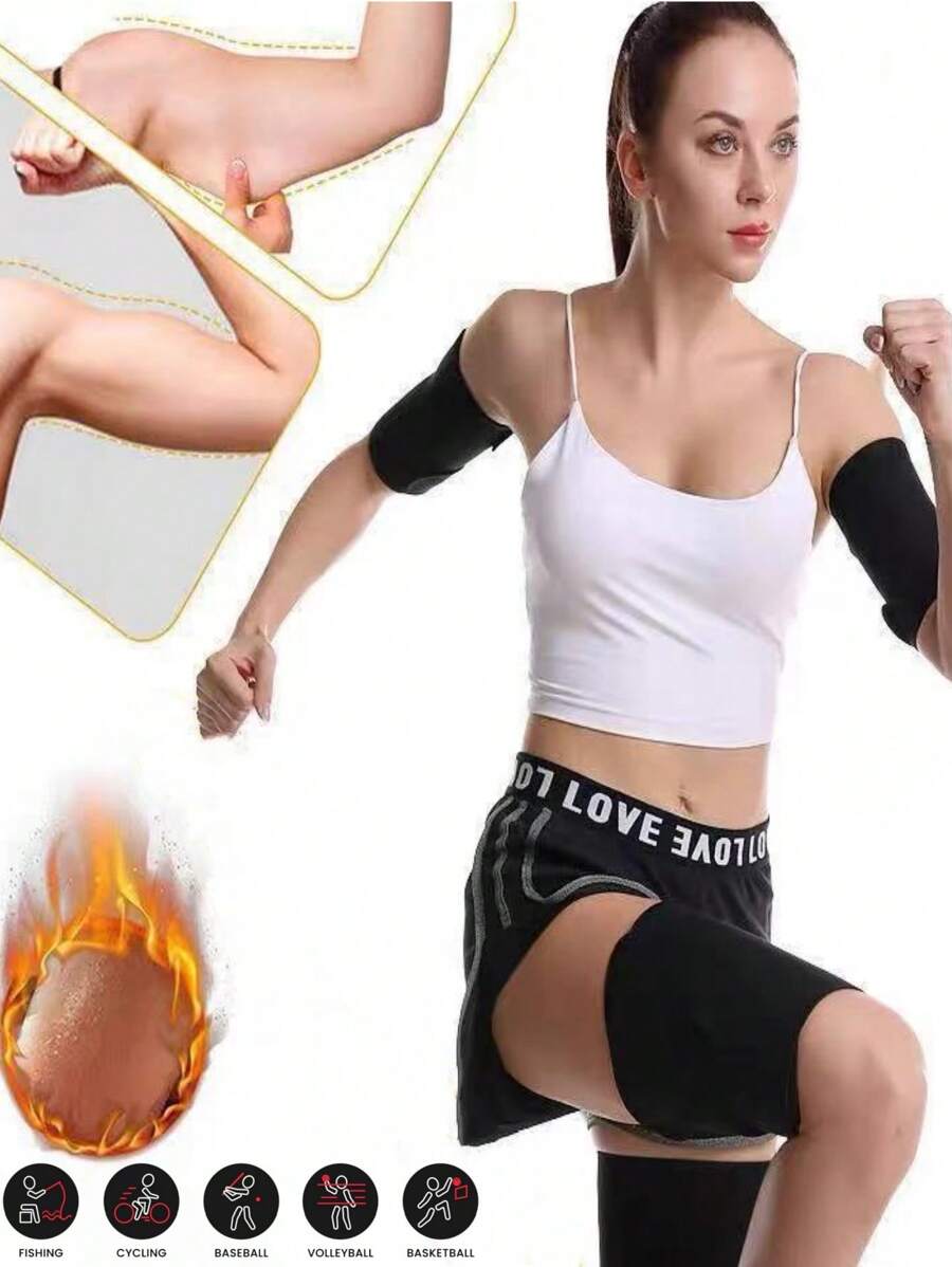 2pcs,Outdoor Sports Leg And Arm Protection Equipment, Suitable For Running, Hiking, Cycling, Mountaineering And Other Sports. Cross Border Hot Selling Men's And Women's Sauna Thigh Sweatband Leg Trainer Leg Protection Equipment, Arm Training Sweatband Arm Protection Equipment Gym Accessories