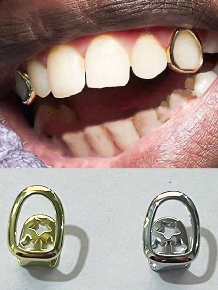 1 pieza Grill bucal unitalla tipo Y2K minimalista y hueco de YOUNGX, Grill de dientes de estilo hip hop brillante apropiado para uso diario y Halloween