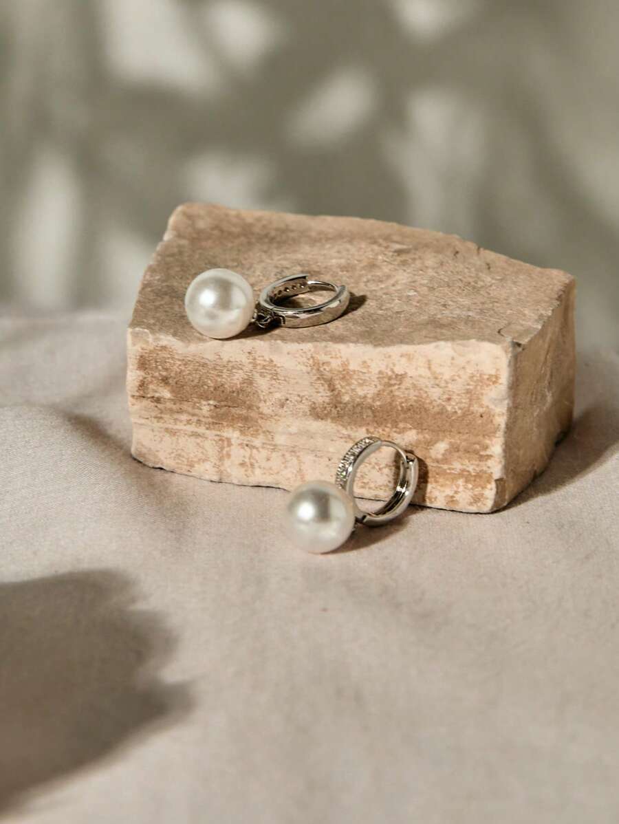 1 par de brincos de zircônia e imitação de pérolas artificiais para mulheres, joias delicadas de luxo e alta qualidade para presente de festa de casamento