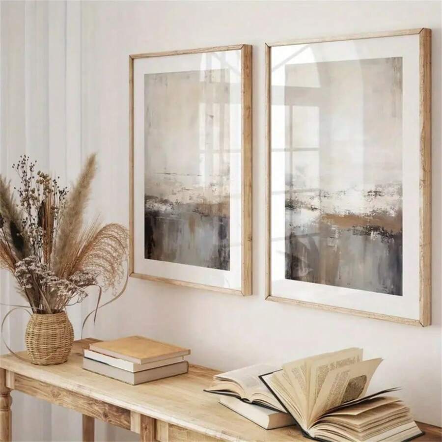 1 pièce/2 pièces Peinture abstrait paysagère neutre Affiche sur canevas minimaliste moderne pour décoration murale dans le salon, la chambre, le bureau, le dortoir. Cadre en option.