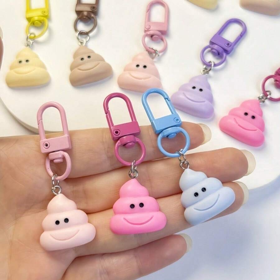 1/3/6 piezas Mini llavero con forma de excremento divertido, funda protectora anti-caída para mochila escolar