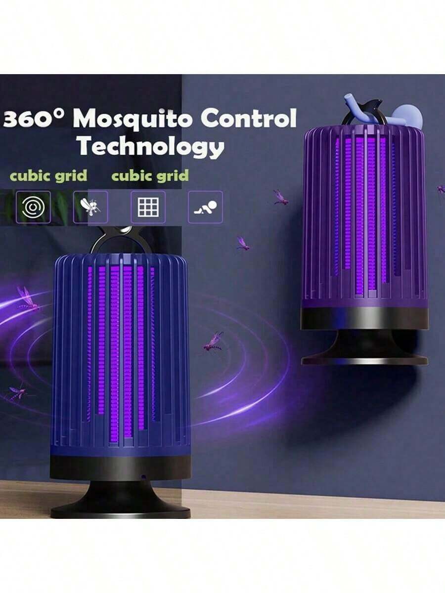 USB Powered Silent Mosquito Lamp, Mosquito Repellent Lamp, Electronic Repeller - Purple Lighting, Dual Sensor Technology, Ultraviolet Light Attracts Mosquitoes, 360-Degree Large Area Protection, Made Of ABS Material, Suitable For Outdoor And Bedroom Use, Protects Sleep, Essential For All Seasons, A Must-Have Mosquito Catching Device.