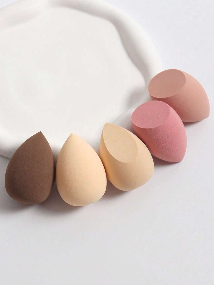 5pcs Makeup Sponges, Powder Blend Cosmetic Blender Sponge, Latex-Free For Liquid, Cream & Powder Foundation, Multi-Color, Suitable For All Skin Types