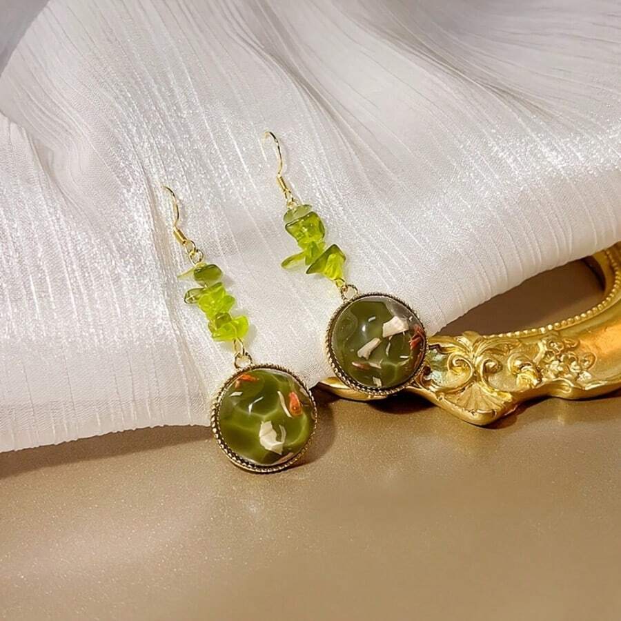 1 Paio di orecchini a pendente in resina con perline asimmetriche e design naturale, eleganti e adatti all'uso quotidiano per le donne