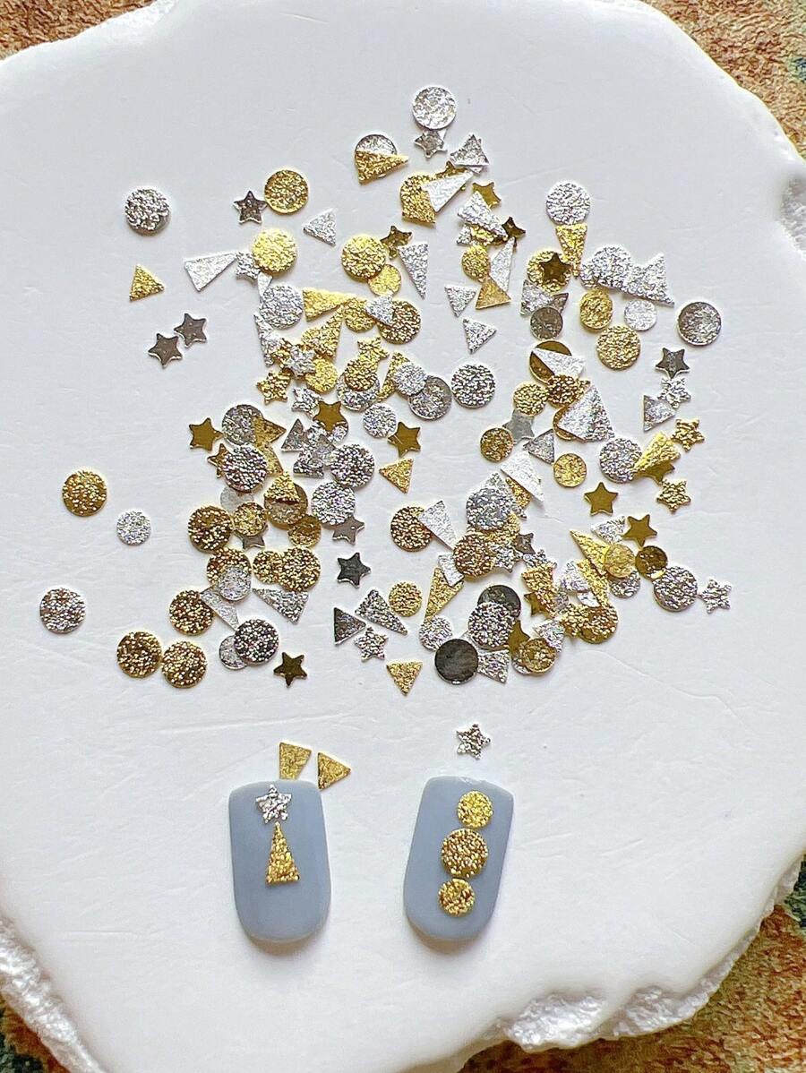 Matte Metal Nail Decor Flat Rivet, Circle, Triangle, Pentagram Studs, Minimalist Metal Nail Art Accessories