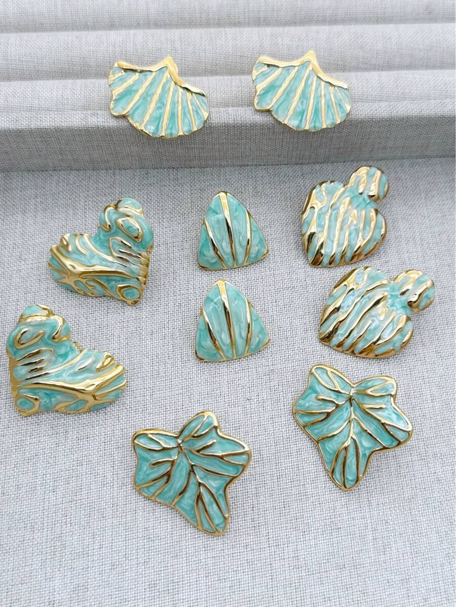 Irregular Enamel Flower Pendant Earrings, Unique Colorful Petal Leaf Declaration Perforated Earrings, Exquisite And Sweet Jewelry Gifts, Suitable For Young Girls