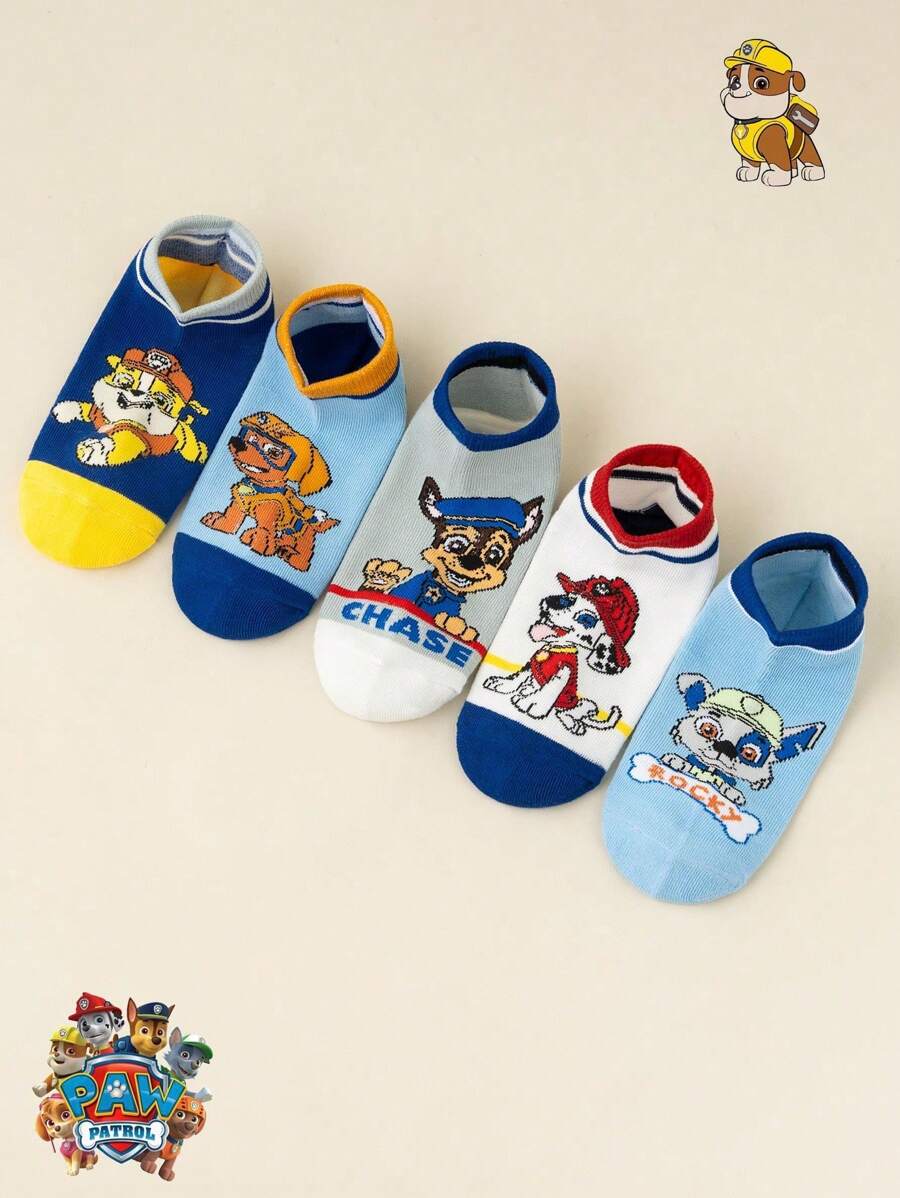Paw Patrol 5/10 Paar Kinder Ganzjahres Jungen Kurze Socken, süße Cartoon Hund Kapitän Motiv Schüler Socken