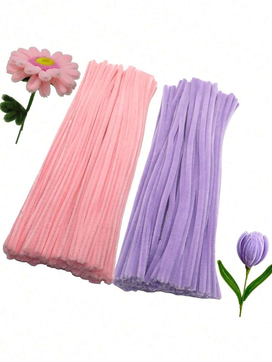 Paquete de valor de 100 piezas Limpiapipas de tela flexible de colores surtidos para manualidades y decoraciones hechas a mano, set de retorcedores con dos opciones de color, kits de flores de limpiapipas, palitos peludos, palitos flexibles, varillas de felpa, limpiapipas de alta calidad de colores variados, kit de limpiapipas de colores mezclados, limpiapipas de chenilla para manualidades, limpiapipas para manualidades, limpiapipas de colores múltiples a granel para proyectos artísticos y manuales DIY, suministros para manualidades, tallos de chenilla
