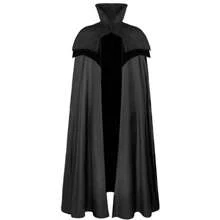 Black Stand Collar Button Cape