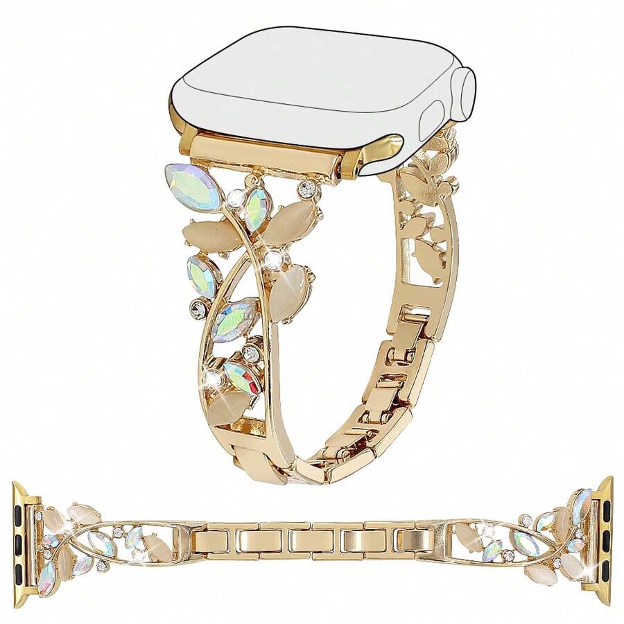 1pc Women's Luxury Cat's Eye Crystal Zinc Alloy Bracelet Strap Band Compatible With Apple Watch Band 38mm 40mm 41mm 42mm 44mm 45mm 49mm (S10 42)Mm (S10 46)Mm,Niche Exquisite Rhinestone Metal Decorative Strap Compatible With Iwatch Series Ultra 2 S10 SE 9 8 7 SE 6 5 4 3 2 1, Fine Women Fashion Watch Accessories, Smart Watch Strap/Band, Unique Personalized And Style Strap, Party, Banquet, Valentine's Day/Mother's Day Gifts,Fashion Accessory