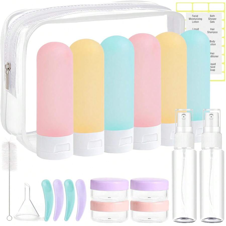 DEWSENSI 20 Pack Travel Bottles Set For Toiletries TSA Approved, Leak Proof Travel Size Containers Kit Portable Refillable Travel Accessories For Shampoo Conditioner Lotion Liquids (Multi-Color)