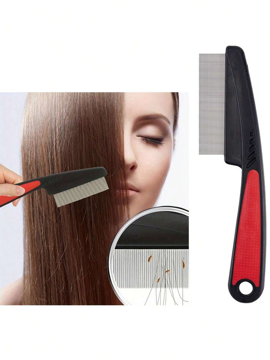Juego de 3 peines finos de acero inoxidable para cabello grueso - Mango de ABS duradero, diseño ergonómico para un retiro suave de piojos y caspa, para adultos con cabello denso, herramienta para el cuidado del cabelludo, apariencia moderna y elegante, agarre cómodo