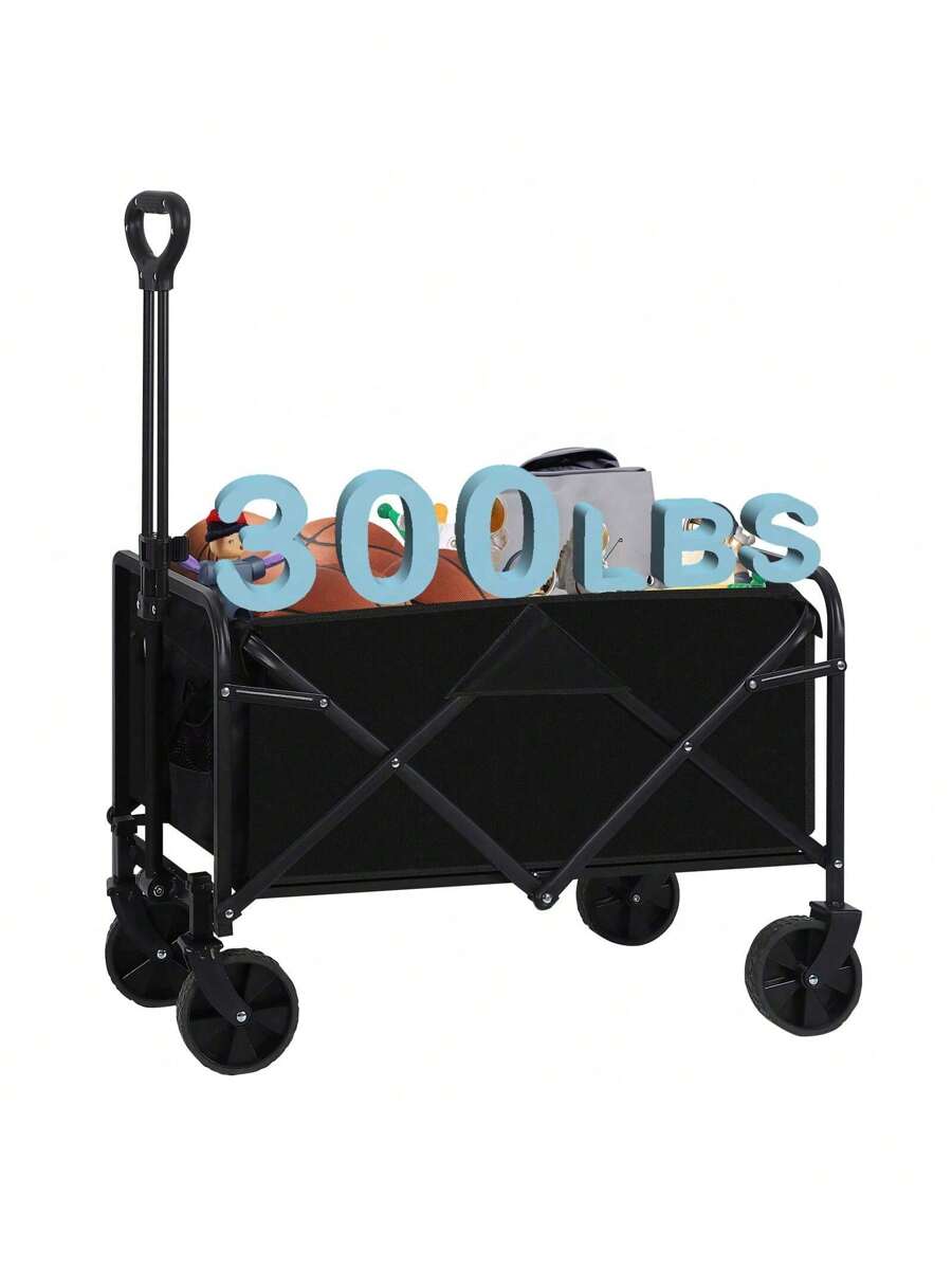 Tuenort 1pc 300LBS Garden Wagon, Heavy-Duty Collapsible Cart, Foldable Wagon, Folding Outdoor Utility Yard Cart, Camping Gear And Equipment, Large Capacity, Portable Grocery Wagon, All-Terrain Cart For Carring Christmas Decorations & Home Decor