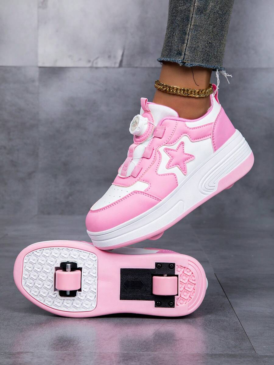 Scarpe da pattinaggio 2-in-1 rimovibili per bambini, sneaker da moda unisex basse con rotelle, durevoli e antiscivolo, adatte per attività all'aperto