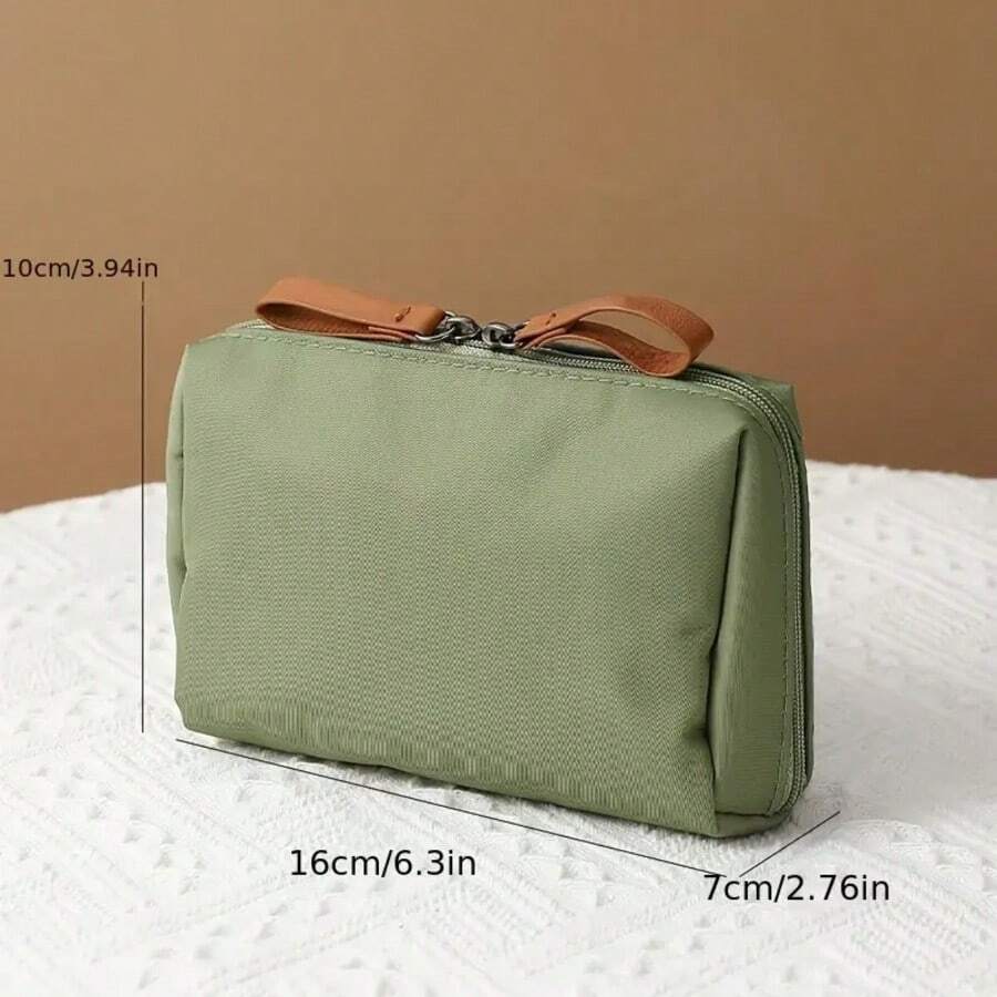 1 pieza Bolsa de maquillaje con cremallera minimalista, práctica y portátil para cosméticos, para viajes, uso al aire libre, artículos esenciales diarios, vacaciones de verano, regreso a la escuela, bolsa para la escuela, bolsa de viaje para mujeres