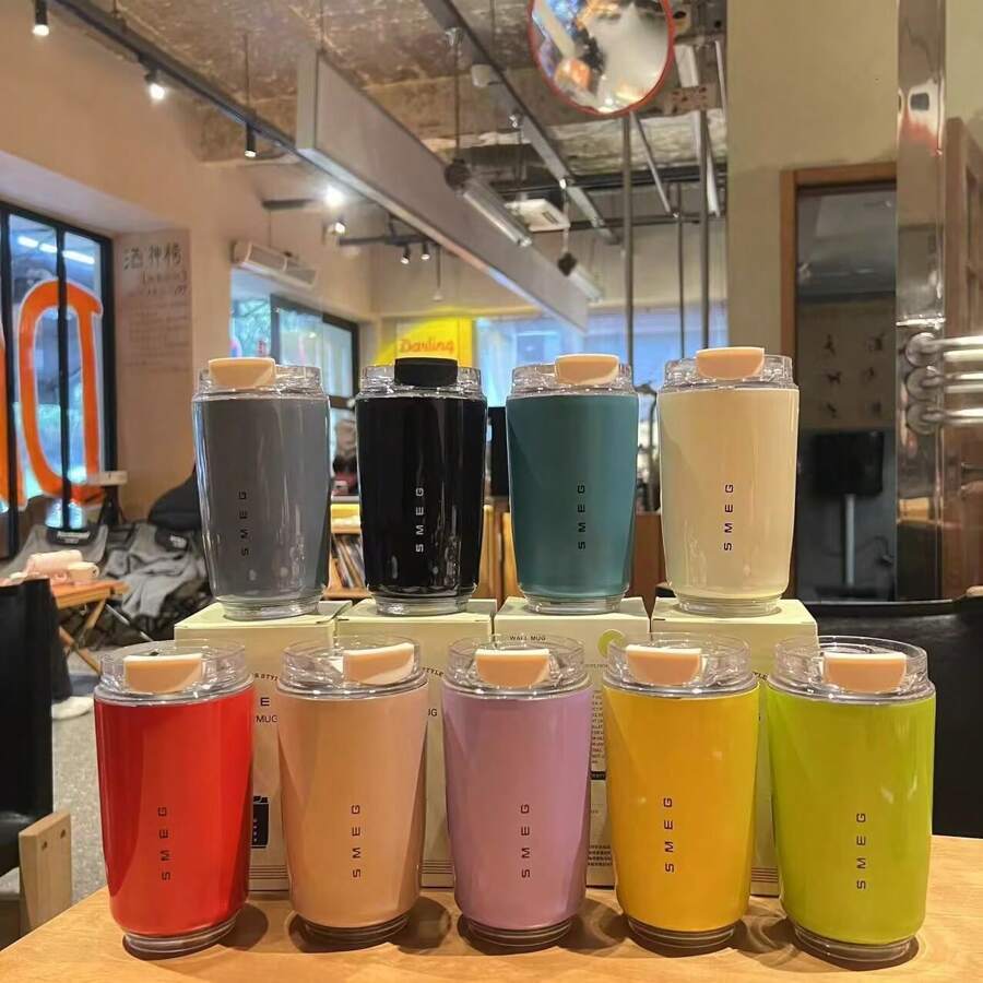 NEW 9 Color Coffee Cup 240ML Cute And Compact Stainless Steel Lnner Pot Hot And Going Shopping Outside Cold Portable Office Coffee Insulated Cup Back To School