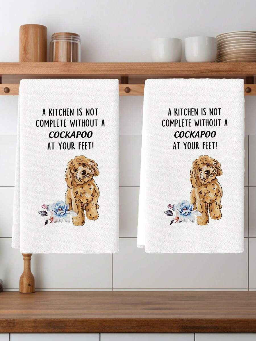 2 Pcs A Kitchen Is Not Complete Without A Cocker Spaniel Kitchen Towel Kitchen Towels Cocker Spaniel Dish Towels Cooking Hand Tea Towels