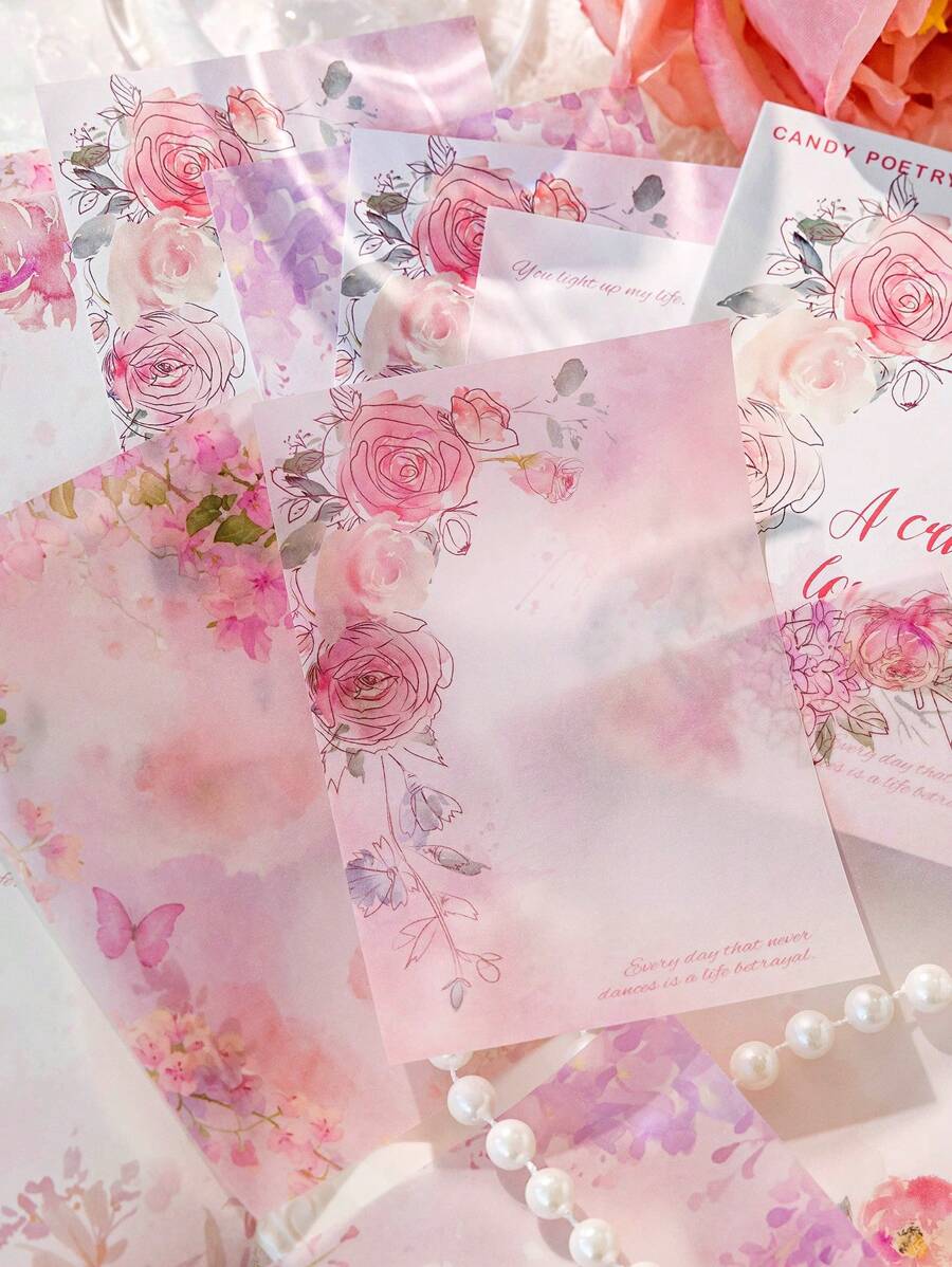 CANDY POETRY 1 Packung mit 30 Blatt Aquarell Botanik Planer Aufkleber, minimalistisches kreatives Urlaubsgeschenk, DIY Scrapbooking dekoratives Papier, handgemachtes Collage-Material, personalisiertes Planer-Schreibwarenzubehör für Schule, Schulmaterial, Schulanfang